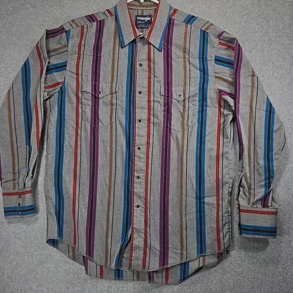 Wrangler Pearl Snap Western Shirt 17 Long Tails XL. - Picture 3 of 11